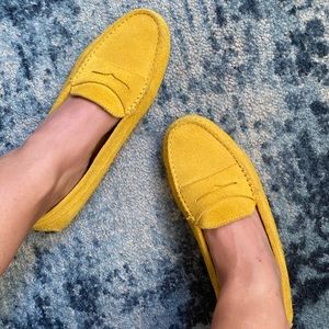 Tods Gommino Loafers Yellow Suede Orig $495 sz 8.5